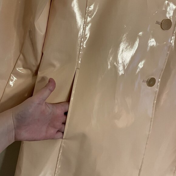 Jane Post Women S Peach Detachable Hood Iconic Princess Rain Slicker Jacket NWT - Picture 3 of 14